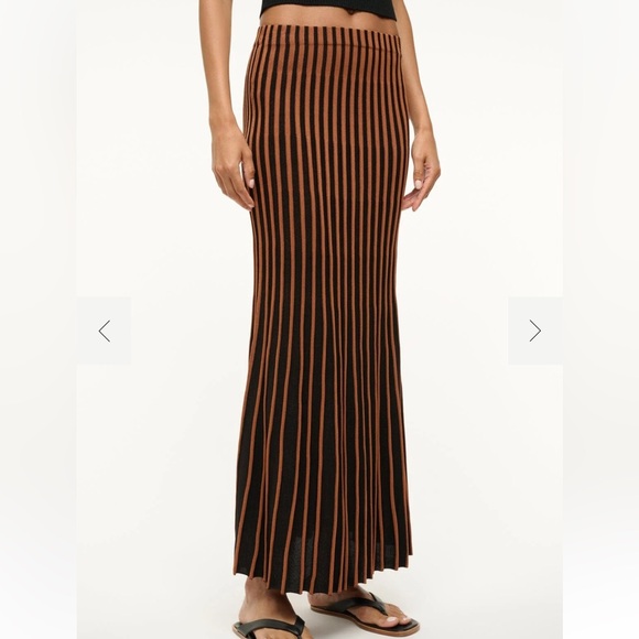 STAUD Brown Maxi Pencil Skirt with Pleated Details - Picture 3 of 4
